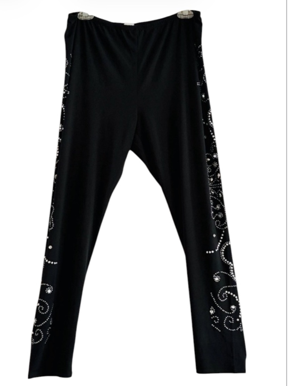 VENUS Boho Chic Black Rhinestoned Enhanced Accented Leggings Size XL - Picture 2 of 8